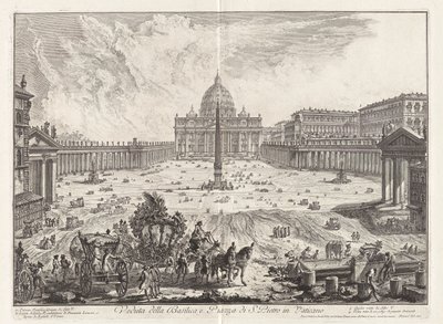Udsigt over basilikaen og Piazza of Saint Peter af Giovanni Battista Piranesi