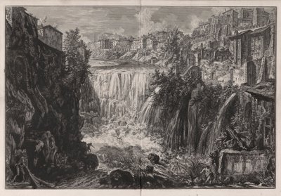 Veduta della Cascata di Tivoli (Udsigt over Tivolis vandfald), fra Vedute di Roma (Udsigt over Rom) af Giovanni-Battista Piranesi