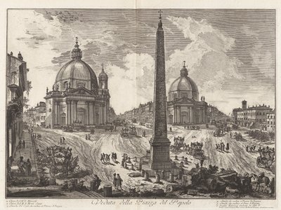 Udsigt over Piazza del Popolo fra Vedute di Roma (Udsigt over Rom) af Giovanni Battista Piranesi