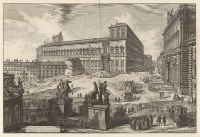 Udsigt over Piazza di Monte Cavallo (Udsigt over Piazza di Monte Cavallo [Piazza del Quirinale med Quirinalpaladset i midten]), fra Vedute di Roma (Udsigt over Rom) af Giovanni-Battista Piranesi