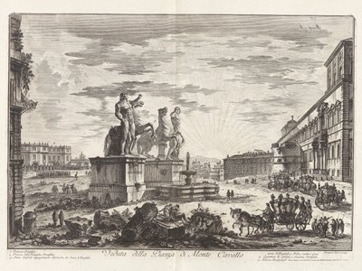 Udsigt over Piazza di Monte Cavallo (Udsigt over Piazza di Monte Cavallo [nu Piazza del Quirinale med Quirinalpaladset]), fra Vedute di Roma (Udsigt over Rom) af Giovanni Battista Piranesi