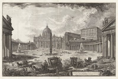 Udsigt over den store Piazza og Sankt Peters basilika af Giovanni-Battista Piranesi