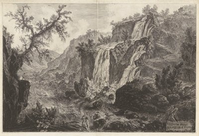 Veduta delle Cascatelle a Tivoli (Udsigt over små vandfald ved Tivoli), fra Vedute di Roma (Udsigt over Rom) af Giovanni Battista Piranesi