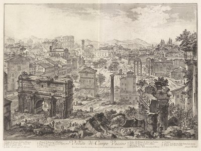 Veduta di Campo Vaccino (Udsigt over Campo Vaccino [Forum Romanum, fra Capitoline Hill]), fra Vedute di Roma (Udsigt over Rom) af Giovanni-Battista Piranesi