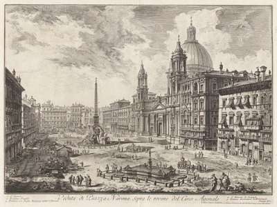 Udsigt over Piazza Navona over ruinerne af cirkus Domitian fra Vedute di Roma (Udsigt over Rom) af Giovanni Battista Piranesi