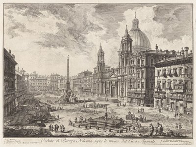 Udsigt over Piazza Navona over ruinerne af Circus Agonalis (Udsigt over Piazza Navona over ruinerne af Domitians cirkus), fra Vedute di Roma (Udsigter over Rom) af Giovanni Battista Piranesi