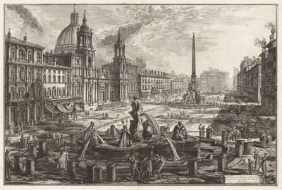 Udsigt over Piazza Navona over ruinerne af Circus Agonalis [Domitians cirkus], fra Vedute di Roma (Udsigter over Rom) af Giovanni Battista Piranesi