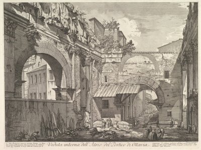 Indvendigt syn på Atrium af Portico di Ottavia Internt Udsigt over Atrium of Porti ..., 1760. af Giovanni Battista Piranesi