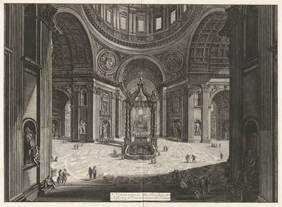 Indvendig udsigt over Basilica Saint Peter af Giovanni-Battista Piranesi