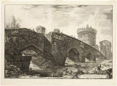 Udsigt over Ponte Lugano på Anio, fra Udsigt over Rom af Giovanni Battista Piranesi