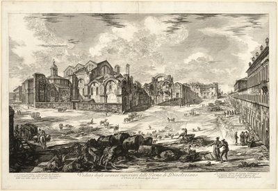 Udsigt over synlige rester af Diocletians bade, fra udsigt over Rom af Giovanni Battista Piranesi
