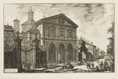Udsigt over basilikaen San Sebastiano fuori delle mura [St. Sebastian uden for murene] på Appian Way, fra udsigt over Rom af Giovanni Battista Piranesi