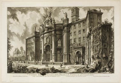 Udsigt over facaden af basilikaen S. Croce i Gerusalemme [det hellige kors i Jerusalem], fra udsigt over Rom af Giovanni-Battista Piranesi