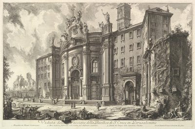 Udsigt over facaden af basilikaen S. Croce i Gerusalemme [det hellige kors i Jerus..., ca. 1750. af Giovanni Battista Piranesi