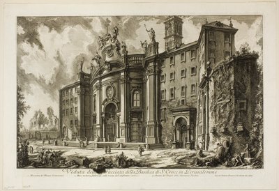 Udsigt over facaden af basilikaen S. Croce i Gerusalemme [det hellige kors i Jerusalem], fra udsigt over Rom af Giovanni Battista Piranesi