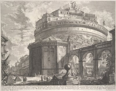 Udsigt over kejser Hadrians mausoleum nu kaldet Castel S. Angelo..., ca. 1756. af Giovanni Battista Piranesi