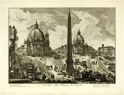 Udsigt over Piazza del Popolo, fra Udsigt over Rom af Giovanni-Battista Piranesi