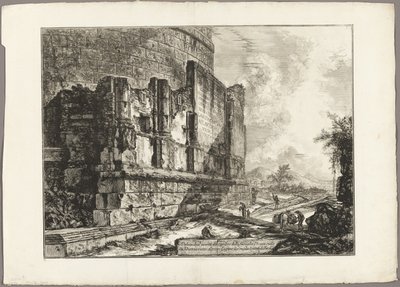 Udsigt over resterne af Plautii-graven på Via Tiburtina, nær Ponte Lugano, to miles væk fra Tivoli, fra udsigt over Rom af Giovanni Battista Piranesi