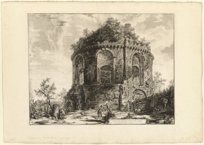 Udsigt over den såkaldte Tempio della Tosse (Hostens tempel) på Via Tiburtina en kilometer fra Tivoli, fra udsigt over Rom af Giovanni Battista Piranesi
