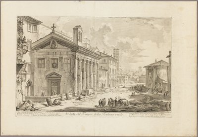 Udsigt over Temple of Fortuna Virilis. Nu den armenske kirke S. Maria Egiziaca, fra Udsigt over Rom af Giovanni Battista Piranesi