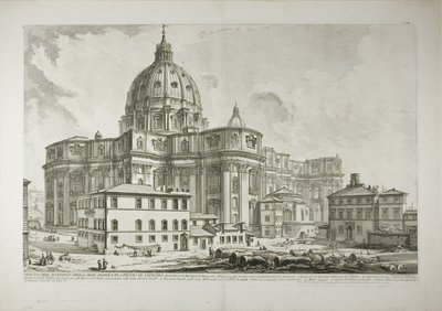 Udsigt over Peterskirkens ydre i Vatikanet, fra Views of Rome af Giovanni Battista Piranesi