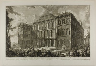 Udsigt over den berømte Barberini-families palads på Quirinal-bakken, designet af Cavaliere Bernini, fra Views of Rome af Giovanni Battista Piranesi