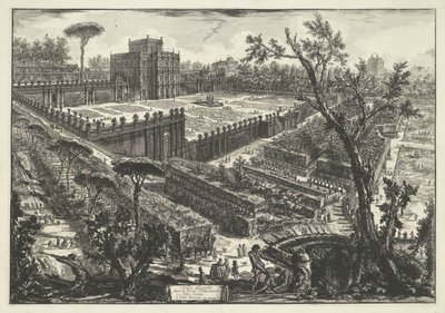 Villa Doria Pamphili te Rom Villa Panfili uden for Porta S. Pancrazio (titel på objekt) Gezichten op Rom (serietitel) Udsigt over Rom designet og indgraveret af Giambattista Piranesi-arkitekten Ve (nez) iano (serietitel) af Giovanni Battista Piranesi