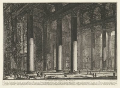 Forportaal af Pantheon i Rom Indvendigt billede af Pronao del Panteon (titel på objekt) Gezichten op Rom (serietitel) Udsigt over Rom designet og indgraveret af Giambattista Piranesi-arkitekten Ve (nez) iano (serietitel) af Giovanni-Battista Piranesi