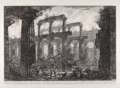 Udsigt over resterne af cellaen af ​​Neptuntemplet, fra forskellige udsigter af af Giovanni-Battista Piranesi