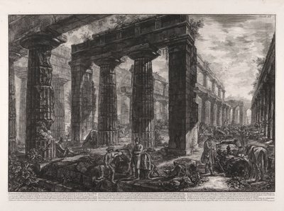 Indvendigt billede af Neptuntemplet beskrevet på plade X af Giovanni-Battista Piranesi