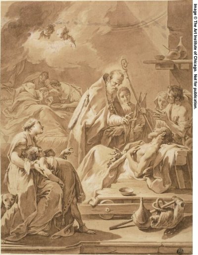 Sankt Gilbert besøger de syge af Giovanni Battista Pittoni the Younger