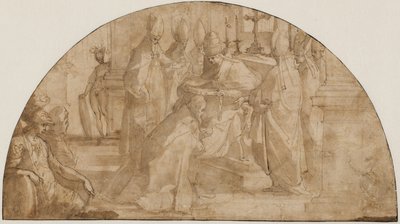 En pave, der indvier en biskop: studere til en lunette af Giovanni Battista Ricci