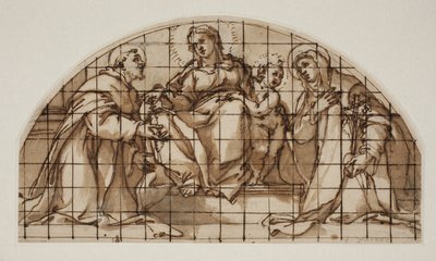 Lunette med Madonnaen og Barnet med Sts Francis af Assisi og Catherine af Siena af Giovanni Battista Ricci