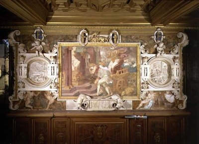 Cleobis og Biton, detalje af dekorativt skema i Galleriet af Francis I af Giovanni Battista Rosso Fiorentino