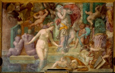 School of Fontainebleau: Venus ved springvandet. Maleri af Giovanni Battista af Jacopo Rosso (1494-1541) af Giovanni Battista Rosso Fiorentino
