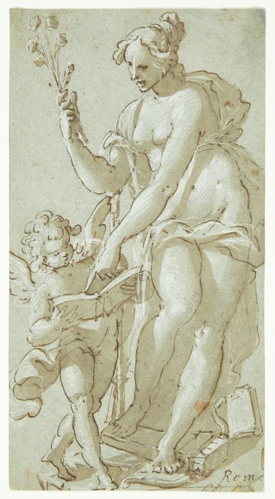 Venus underviser Amor, der læser i en bog af Giovanni Battista Rovere