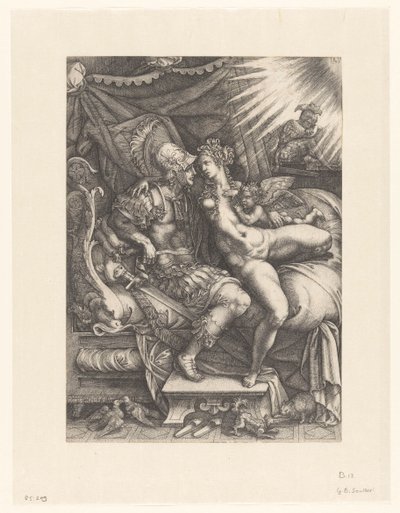 Mars og Venus som elskere af Giovanni Battista Scultori