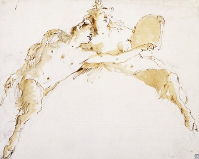 En faun, hans venstre arm udstrakt, og en faunesse, der holder en tambur, af Giovanni Battista Tiepolo