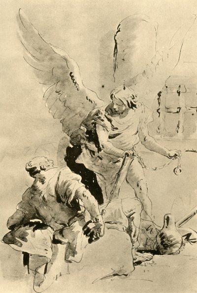 En engel viser sig for apostlen Peter i fængslet, midten af det 18. århundrede, 1928 af Giovanni Battista Tiepolo