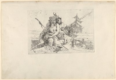 Bacchant, Satyr og Fauness, fra Scherzi, ca. 1740. af Giovanni Battista Tiepolo
