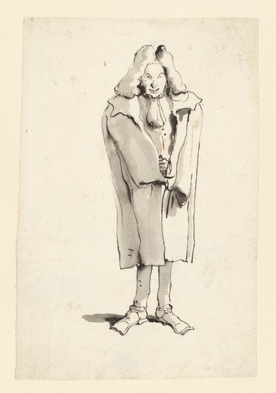 Karikatur af en mand iført frakke af Giovanni Battista Tiepolo