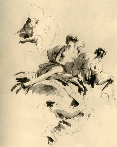 Amor og tre kvinder, midten af det 18. århundrede, 1928 af Giovanni Battista Tiepolo