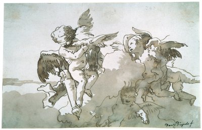 Amorer med duer og en fakkel, 1600-tallet af Giovanni Battista Tiepolo