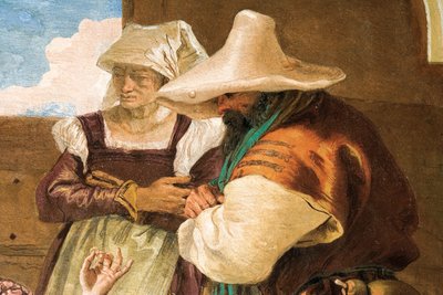 Detalje fra Angelica og Medoro, der tager afsked med bønderne, fra Orlando Furiosos værelse i Palazzina, 1757 af Giovanni Battista Tiepolo