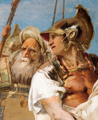 Detalje af Aeneas, fra Aeneid præsenterer Amor, forklædt som Ascanius, til Dido, fra Æneidens værelse i Palazzina, 1757 af Giovanni Battista Tiepolo