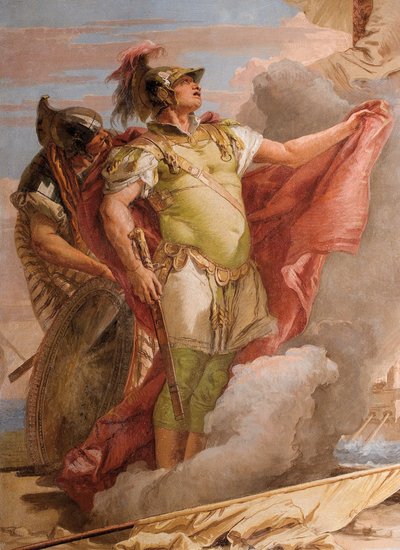 Detalje af Æneas, fra Venuss Farvel til Æneas, fra Æneidsrummet i Palazzina, 1757 af Giovanni Battista Tiepolo