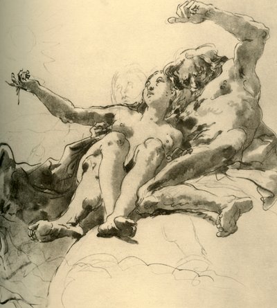 Ældre mand ved siden af en ung kvinde, der peger op mod solen, midten af det 18. århundrede, 1928 af Giovanni Battista Tiepolo
