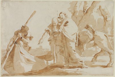 Flugten til Egypten: Den hellige families indskibning, ca. 1735. af Giovanni Battista Tiepolo