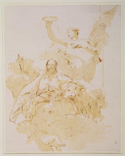 Glorification of the Porto Family, ca. 1755-60 (pen, brun blæk og vask, sort kridt) af Giovanni Battista Tiepolo