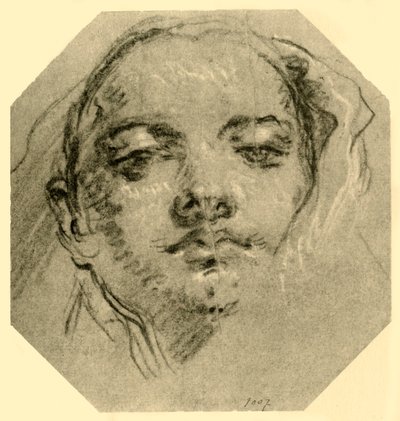 Hoved af en kvinde, c1739-c1744, 1928 af Giovanni Battista Tiepolo